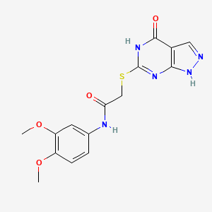 molecular formula C15H15N5O4S B2631505 N-(3,4-dimethoxyphenyl)-2-((4-oxo-4,5-dihydro-1H-pyrazolo[3,4-d]pyrimidin-6-yl)thio)acetamide CAS No. 877629-96-4