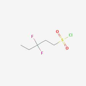 molecular formula C5H9ClF2O2S B2631525 3,3-Difluoropentane-1-sulfonyl chloride CAS No. 1781646-98-7