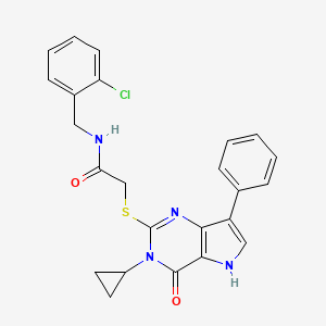 molecular formula C24H21ClN4O2S B2631532 N-(2-chlorobenzyl)-2-((3-cyclopropyl-4-oxo-7-phenyl-4,5-dihydro-3H-pyrrolo[3,2-d]pyrimidin-2-yl)thio)acetamide CAS No. 2034352-41-3