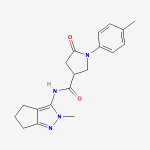 molecular formula C19H22N4O2 B2631538 N-(2-methyl-2,4,5,6-tetrahydrocyclopenta[c]pyrazol-3-yl)-5-oxo-1-(p-tolyl)pyrrolidine-3-carboxamide CAS No. 1211097-03-8