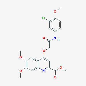 molecular formula C22H21ClN2O7 B2631581 Methyl 4-{[(3-chloro-4-methoxyphenyl)carbamoyl]methoxy}-6,7-dimethoxyquinoline-2-carboxylate CAS No. 1207037-21-5