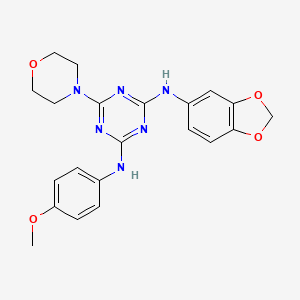 molecular formula C21H22N6O4 B2631582 N2-(benzo[d][1,3]dioxol-5-yl)-N4-(4-methoxyphenyl)-6-morpholino-1,3,5-triazine-2,4-diamine CAS No. 898630-24-5