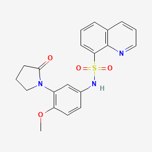molecular formula C20H19N3O4S B2631604 N-[4-Methoxy-3-(2-oxopyrrolidin-1-YL)phenyl]quinoline-8-sulfonamide CAS No. 1211711-75-9