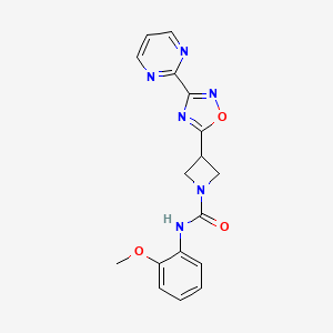molecular formula C17H16N6O3 B2631623 N-(2-methoxyphenyl)-3-[3-(pyrimidin-2-yl)-1,2,4-oxadiazol-5-yl]azetidine-1-carboxamide CAS No. 1327203-80-4