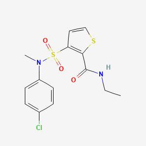 molecular formula C14H15ClN2O3S2 B2631626 3-[(4-chlorophenyl)(methyl)sulfamoyl]-N-ethylthiophene-2-carboxamide CAS No. 1251595-85-3