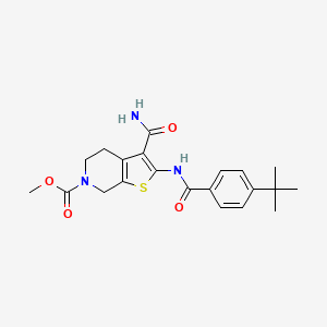 molecular formula C21H25N3O4S B2631675 methyl 2-(4-(tert-butyl)benzamido)-3-carbamoyl-4,5-dihydrothieno[2,3-c]pyridine-6(7H)-carboxylate CAS No. 886952-66-5