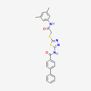 molecular formula C25H22N4O2S2 B2631690 N-[5-({[(3,5-dimethylphenyl)carbamoyl]methyl}sulfanyl)-1,3,4-thiadiazol-2-yl]-[1,1'-biphenyl]-4-carboxamide CAS No. 392296-70-7