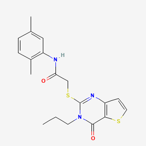 molecular formula C19H21N3O2S2 B2631707 N-(2,5-dimethylphenyl)-2-({4-oxo-3-propyl-3H,4H-thieno[3,2-d]pyrimidin-2-yl}sulfanyl)acetamide CAS No. 1252856-75-9