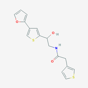 molecular formula C16H15NO3S2 B2631714 N-{2-[4-(furan-2-yl)thiophen-2-yl]-2-hydroxyethyl}-2-(thiophen-3-yl)acetamide CAS No. 2380010-03-5