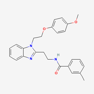 molecular formula C26H27N3O3 B2631734 N-(2-{1-[2-(4-methoxyphenoxy)ethyl]-1H-1,3-benzodiazol-2-yl}ethyl)-3-methylbenzamide CAS No. 871673-02-8