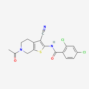 molecular formula C17H13Cl2N3O2S B2631740 N-{6-acetyl-3-cyano-4H,5H,6H,7H-thieno[2,3-c]pyridin-2-yl}-2,4-dichlorobenzamide CAS No. 864859-20-1