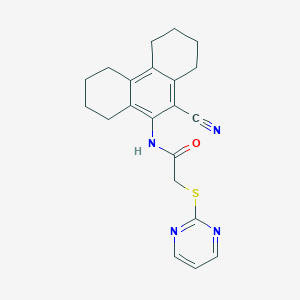 molecular formula C21H22N4OS B263175 N-(10-cyano-1,2,3,4,5,6,7,8-octahydrophenanthren-9-yl)-2-(pyrimidin-2-ylsulfanyl)acetamide 