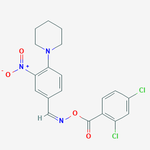 molecular formula C19H17Cl2N3O4 B2631783 N-[(2,4-dichlorobenzoyl)oxy]-N-[(Z)-(3-nitro-4-piperidinophenyl)methylidene]amine CAS No. 339019-83-9