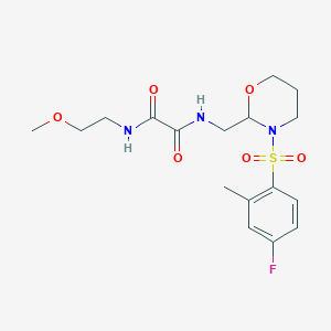 molecular formula C17H24FN3O6S B2631822 N'-{[3-(4-fluoro-2-methylbenzenesulfonyl)-1,3-oxazinan-2-yl]methyl}-N-(2-methoxyethyl)ethanediamide CAS No. 872987-10-5