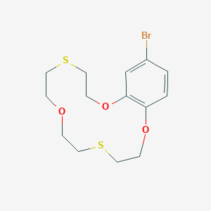 molecular formula C14H19BrO3S2 B2631829 15-Bromo-2,3,5,6,8,9,11,12-octahydro-1,7,13,4,10-benzotrioxadithiacyclopentadecine CAS No. 163272-27-3