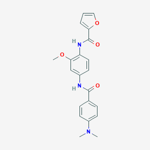 molecular formula C21H21N3O4 B263184 N-{4-[4-(DIMETHYLAMINO)BENZAMIDO]-2-METHOXYPHENYL}FURAN-2-CARBOXAMIDE 