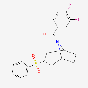 molecular formula C20H19F2NO3S B2631852 (3,4-difluorophenyl)((1R,5S)-3-(phenylsulfonyl)-8-azabicyclo[3.2.1]octan-8-yl)methanone CAS No. 1448064-18-3