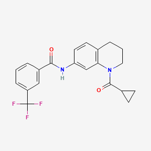 molecular formula C21H19F3N2O2 B2631855 N-(1-cyclopropanecarbonyl-1,2,3,4-tetrahydroquinolin-7-yl)-3-(trifluoromethyl)benzamide CAS No. 898423-76-2