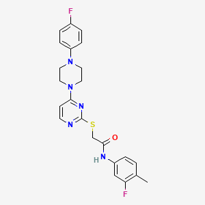molecular formula C23H23F2N5OS B2631895 N-(3-fluoro-4-methylphenyl)-2-({4-[4-(4-fluorophenyl)piperazin-1-yl]pyrimidin-2-yl}sulfanyl)acetamide CAS No. 1116037-13-8