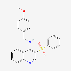 molecular formula C23H20N2O3S B2631908 3-(benzenesulfonyl)-N-[(4-methoxyphenyl)methyl]quinolin-4-amine CAS No. 897758-89-3