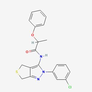 molecular formula C20H18ClN3O2S B2631924 N-(2-(3-chlorophenyl)-4,6-dihydro-2H-thieno[3,4-c]pyrazol-3-yl)-2-phenoxypropanamide CAS No. 450341-11-4