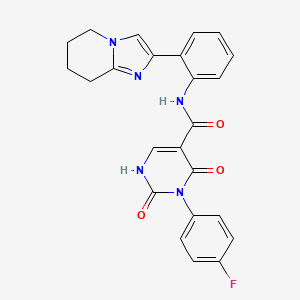 molecular formula C24H20FN5O3 B2631933 3-(4-fluorophenyl)-2,4-dioxo-N-(2-(5,6,7,8-tetrahydroimidazo[1,2-a]pyridin-2-yl)phenyl)-1,2,3,4-tetrahydropyrimidine-5-carboxamide CAS No. 2034299-04-0