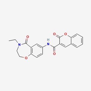 molecular formula C21H18N2O5 B2631940 N-(4-ethyl-5-oxo-2,3,4,5-tetrahydro-1,4-benzoxazepin-7-yl)-2-oxo-2H-chromene-3-carboxamide CAS No. 922054-95-3