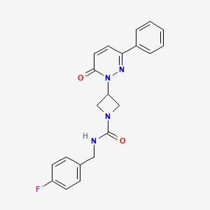molecular formula C21H19FN4O2 B2631971 N-[(4-fluorophenyl)methyl]-3-(6-oxo-3-phenyl-1,6-dihydropyridazin-1-yl)azetidine-1-carboxamide CAS No. 2380194-41-0