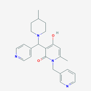4-hydroxy-6-methyl-3-((4-methylpiperidin-1-yl)(pyridin-4-yl)methyl)-1-(pyridin-3-ylmethyl)pyridin-2(1H)-one