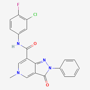 molecular formula C20H14ClFN4O2 B2632059 N-(3-chloro-4-fluorophenyl)-5-methyl-3-oxo-2-phenyl-2H,3H,5H-pyrazolo[4,3-c]pyridine-7-carboxamide CAS No. 921832-85-1