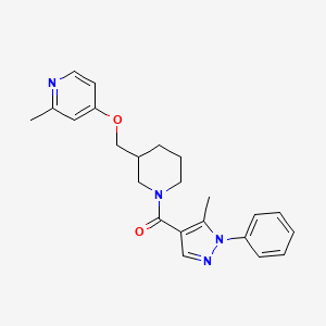 molecular formula C23H26N4O2 B2632067 2-methyl-4-{[1-(5-methyl-1-phenyl-1H-pyrazole-4-carbonyl)piperidin-3-yl]methoxy}pyridine CAS No. 2380068-34-6