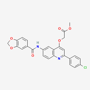 molecular formula C26H19ClN2O6 B2632085 Methyl 2-((6-(benzo[d][1,3]dioxole-5-carboxamido)-2-(4-chlorophenyl)quinolin-4-yl)oxy)acetate CAS No. 1207027-42-6