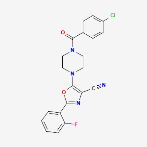 B2632087 5-(4-(4-Chlorobenzoyl)piperazin-1-yl)-2-(2-fluorophenyl)oxazole-4-carbonitrile CAS No. 903586-35-6