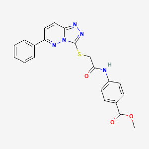 molecular formula C21H17N5O3S B2632088 Methyl 4-(2-((6-phenyl-[1,2,4]triazolo[4,3-b]pyridazin-3-yl)thio)acetamido)benzoate CAS No. 894035-63-3