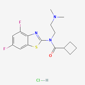 molecular formula C16H20ClF2N3OS B2632102 N-(4,6-DIFLUORO-1,3-BENZOTHIAZOL-2-YL)-N-[2-(DIMETHYLAMINO)ETHYL]CYCLOBUTANECARBOXAMIDE HYDROCHLORIDE CAS No. 1351661-42-1