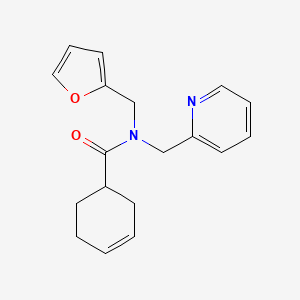 molecular formula C18H20N2O2 B2632114 N-(furan-2-ylmethyl)-N-(pyridin-2-ylmethyl)cyclohex-3-enecarboxamide CAS No. 1396782-13-0