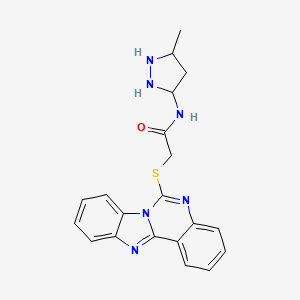 N-(3-methyl-1H-pyrazol-5-yl)-2-{8,10,17-triazatetracyclo[8.7.0.0^{2,7}.0^{11,16}]heptadeca-1(17),2,4,6,8,11(16),12,14-octaen-9-ylsulfanyl}acetamide