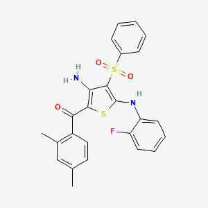 (3-Amino-5-((2-fluorophenyl)amino)-4-(phenylsulfonyl)thiophen-2-yl)(2,4-dimethylphenyl)methanone