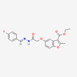 (E)-ethyl 5-(2-(2-(4-fluorobenzylidene)hydrazinyl)-2-oxoethoxy)-2-methylbenzofuran-3-carboxylate