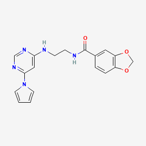 N-(2-((6-(1H-pyrrol-1-yl)pyrimidin-4-yl)amino)ethyl)benzo[d][1,3]dioxole-5-carboxamide