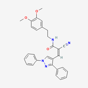 2-cyano-N-[2-(3,4-dimethoxyphenyl)ethyl]-3-(1,3-diphenyl-1H-pyrazol-4-yl)acrylamide