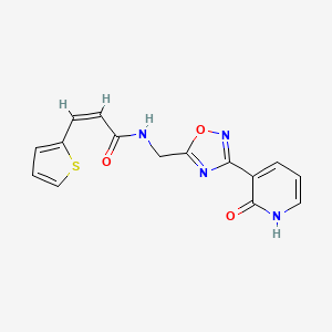 (Z)-N-((3-(2-oxo-1,2-dihydropyridin-3-yl)-1,2,4-oxadiazol-5-yl)methyl)-3-(thiophen-2-yl)acrylamide