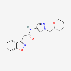 2-(benzo[d]isoxazol-3-yl)-N-(1-((tetrahydro-2H-pyran-2-yl)methyl)-1H-pyrazol-4-yl)acetamide