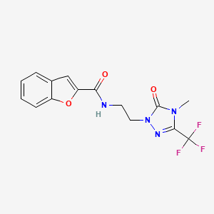 molecular formula C15H13F3N4O3 B2632223 N-(2-(4-methyl-5-oxo-3-(trifluoromethyl)-4,5-dihydro-1H-1,2,4-triazol-1-yl)ethyl)benzofuran-2-carboxamide CAS No. 1421443-89-1