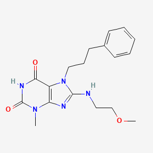 molecular formula C18H23N5O3 B2632231 8-((2-methoxyethyl)amino)-3-methyl-7-(3-phenylpropyl)-1H-purine-2,6(3H,7H)-dione CAS No. 476481-90-0