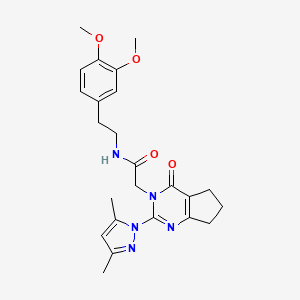 molecular formula C24H29N5O4 B2632258 N-(3,4-dimethoxyphenethyl)-2-(2-(3,5-dimethyl-1H-pyrazol-1-yl)-4-oxo-4,5,6,7-tetrahydro-3H-cyclopenta[d]pyrimidin-3-yl)acetamide CAS No. 1006860-71-4