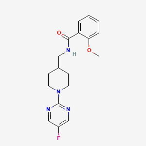 molecular formula C18H21FN4O2 B2632261 N-((1-(5-fluoropyrimidin-2-yl)piperidin-4-yl)methyl)-2-methoxybenzamide CAS No. 2034470-45-4