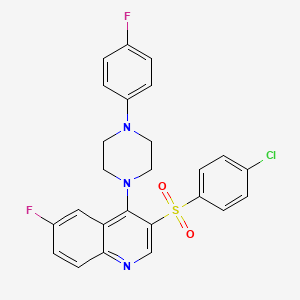 molecular formula C25H20ClF2N3O2S B2632266 3-(4-CHLOROBENZENESULFONYL)-6-FLUORO-4-[4-(4-FLUOROPHENYL)PIPERAZIN-1-YL]QUINOLINE CAS No. 866871-53-6