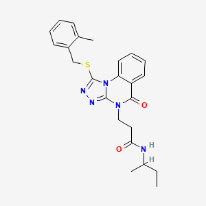 molecular formula C24H27N5O2S B2632267 N-(butan-2-yl)-3-(1-{[(2-methylphenyl)methyl]sulfanyl}-5-oxo-4H,5H-[1,2,4]triazolo[4,3-a]quinazolin-4-yl)propanamide CAS No. 1112371-80-8