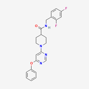 molecular formula C23H22F2N4O2 B2632278 N-(2,4-difluorobenzyl)-1-(6-phenoxypyrimidin-4-yl)piperidine-4-carboxamide CAS No. 1251621-97-2